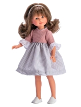 Poza cu Papusa Celia cu Rochita Gri cu Roz 30cm