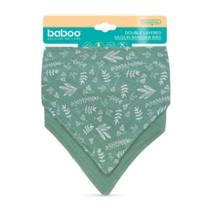 Poza cu Bandana Din Muselina Cu Strat Dublu Baboo - 2 bucati, verde, 0 luni+